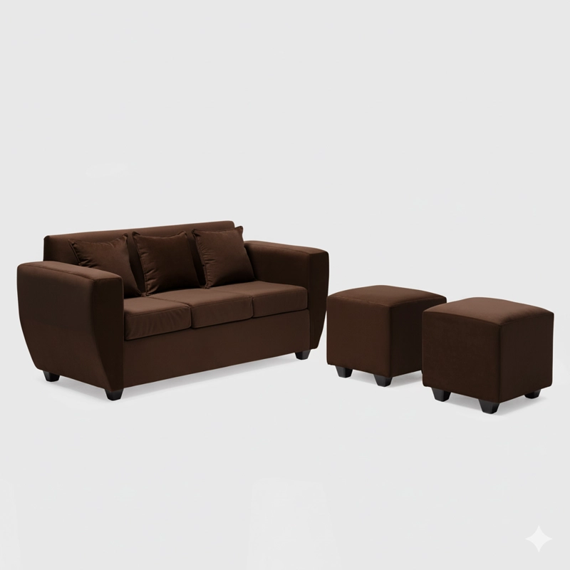 LIVING KANSAS 3 CUERPOS + 2 POUF FELPA - 3