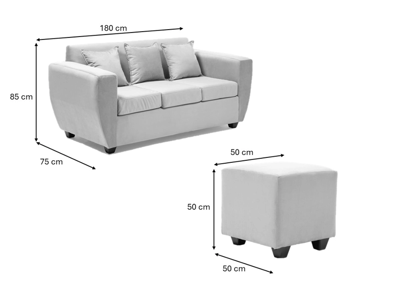 LIVING KANSAS 3 CUERPOS + 2 POUF FELPA - 8