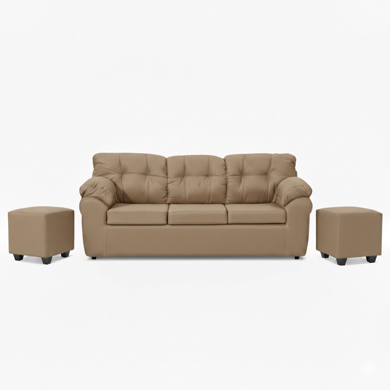 LIVING POLONIA  3C+2 POUF TELA - 2