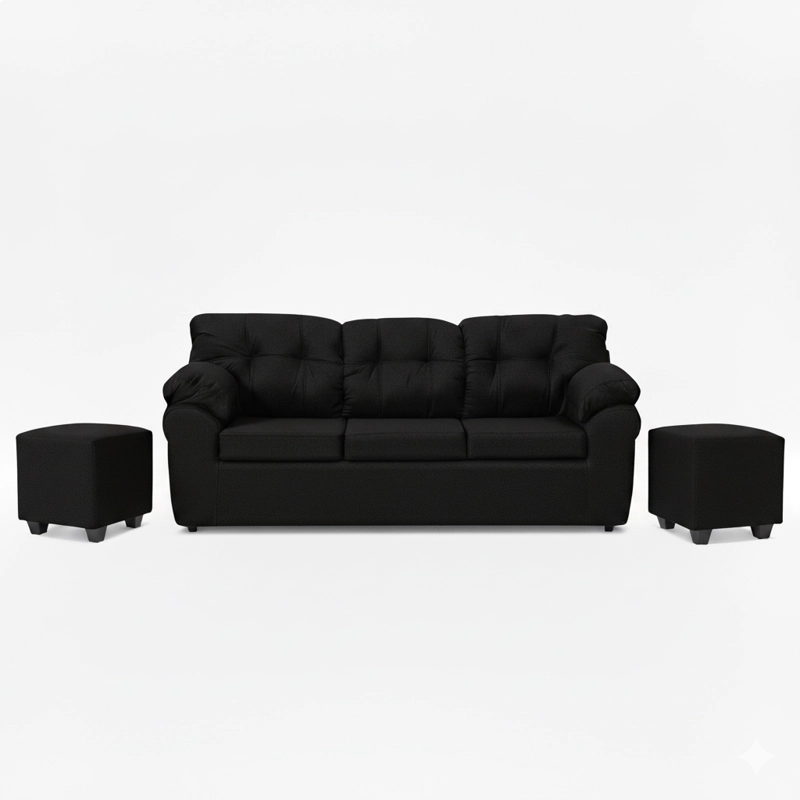 LIVING POLONIA  3C+2 POUF TELA - 2