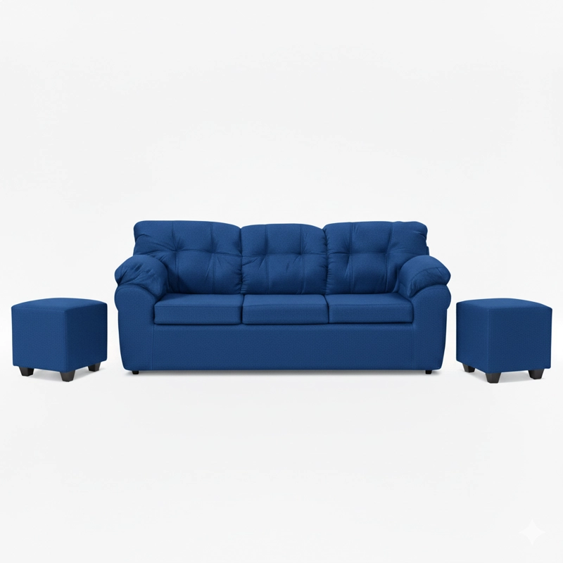 LIVING POLONIA  3C+2 POUF TELA - 2