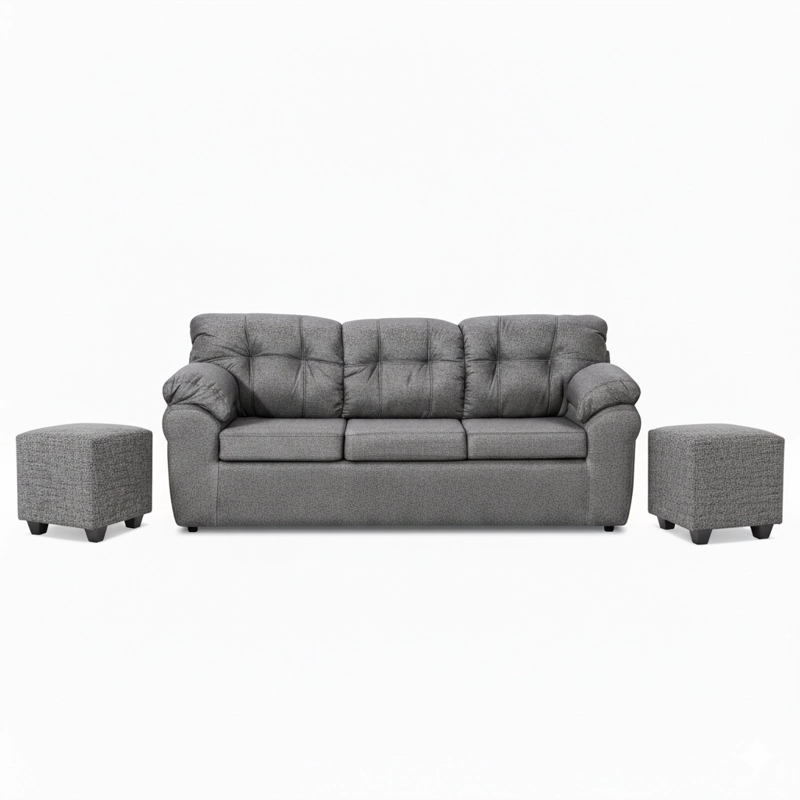 LIVING POLONIA  3C+2 POUF TELA - 2