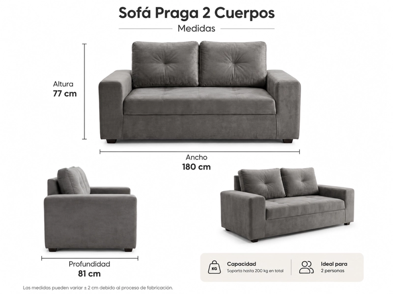 SOFA PRAGA 2 CUERPOS  FELPA - 4
