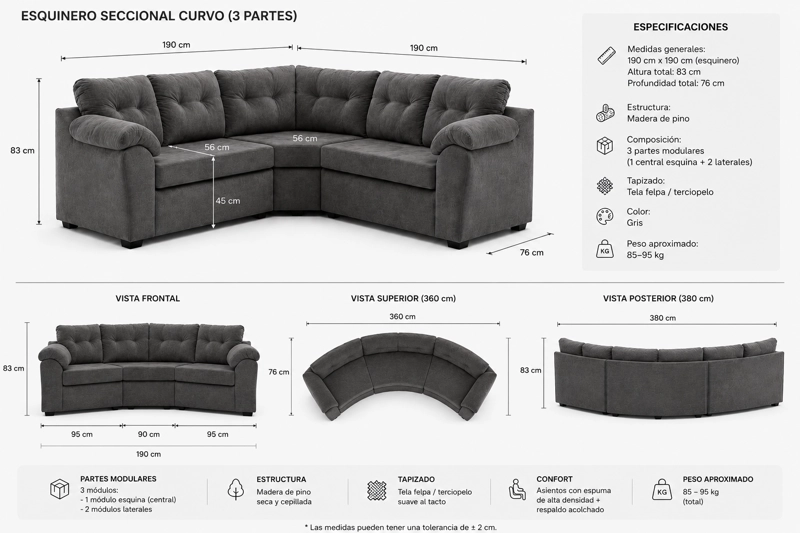 SOFA SECCIONAL POLONIA 2.1.2 FELPA - 4