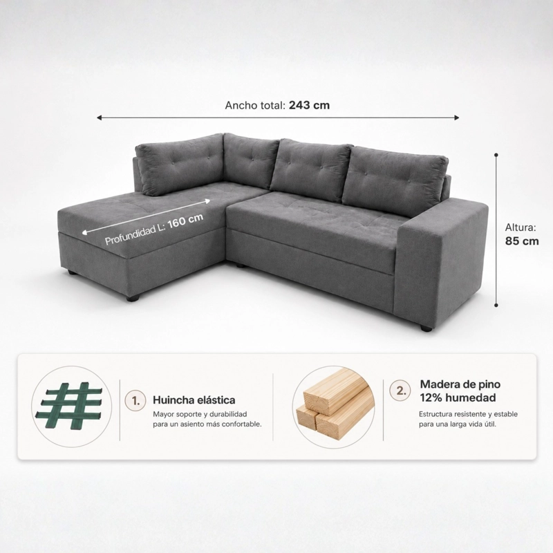 SOFA SECCIONAL PRAGA DERECHO FELPA - 4