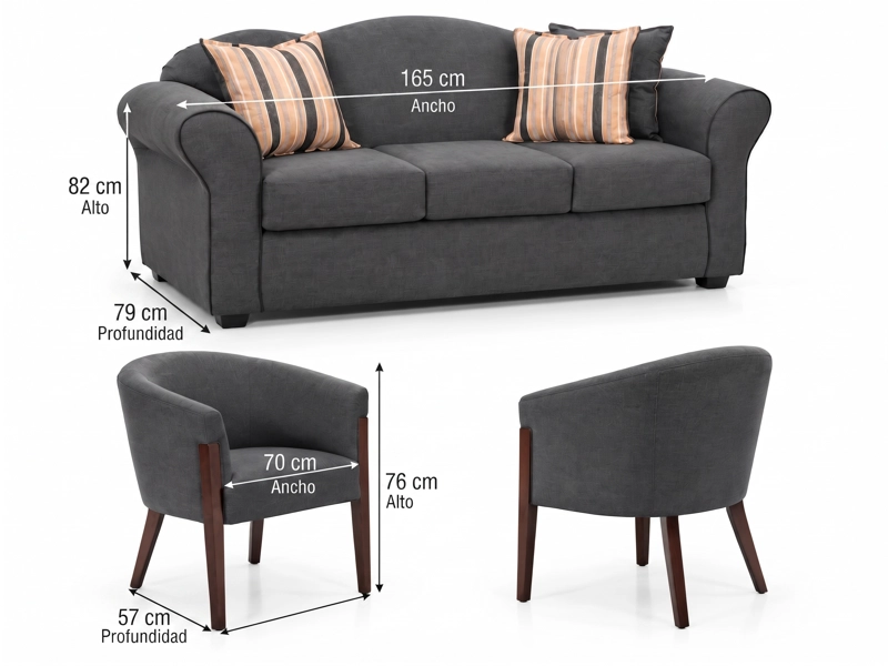 LIVING SOFA DUCAL 3.1.1 + SITIALES TELA - 4
