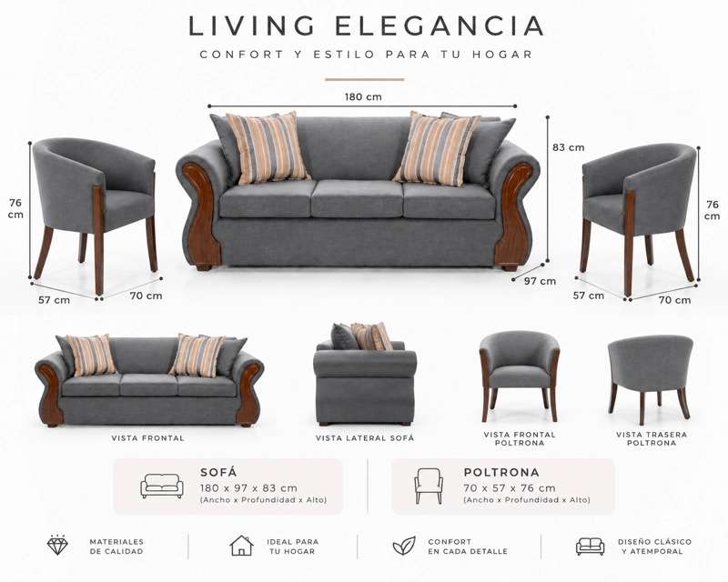 LIVING TARENTO 3.1.1 + SITIALES TELA - 4