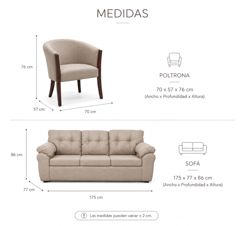 LIVING SOFA POLONIA 3.1.1 + 2 SITIALES TELA - 4