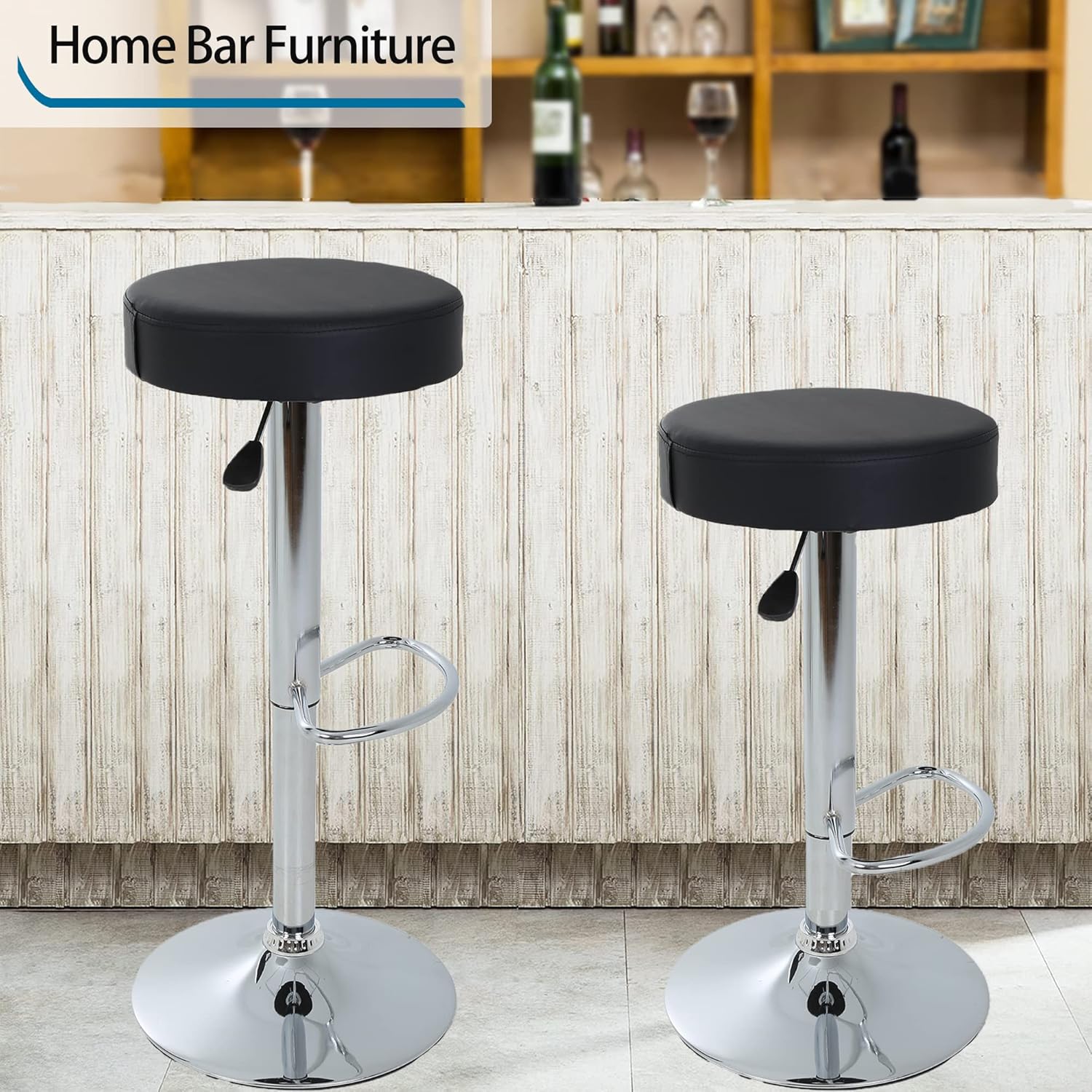 TABURETE PISO BAR ALTURA REGULABLE EN COLOR NEGRO - 5