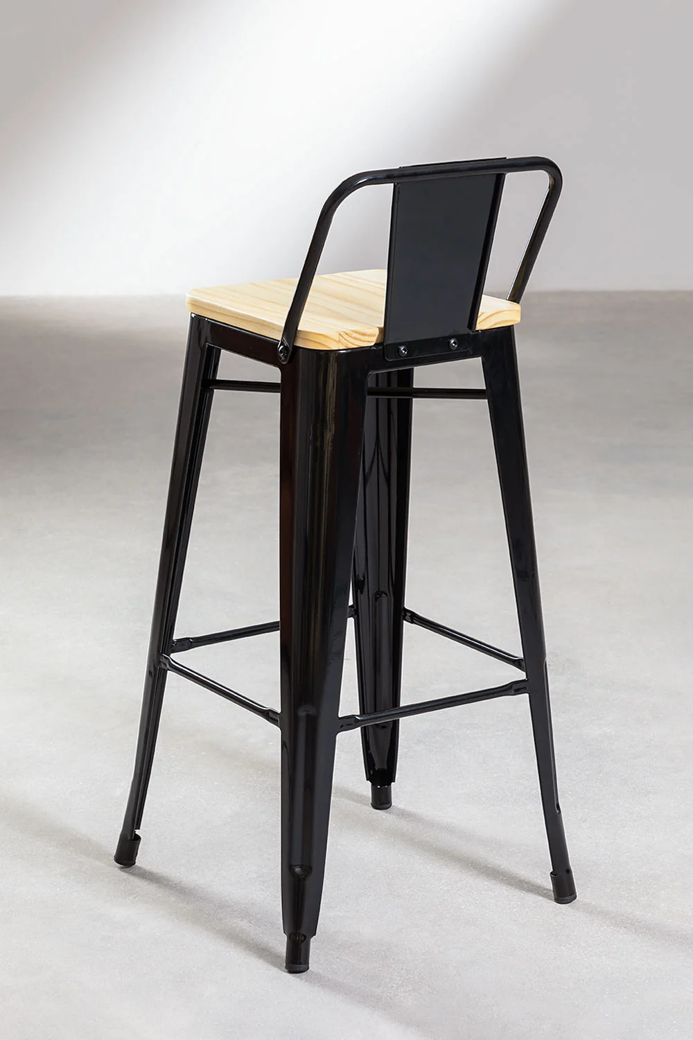 TABURETE TOLIX MADERA EN COLOR NEGRO 66CM - 3