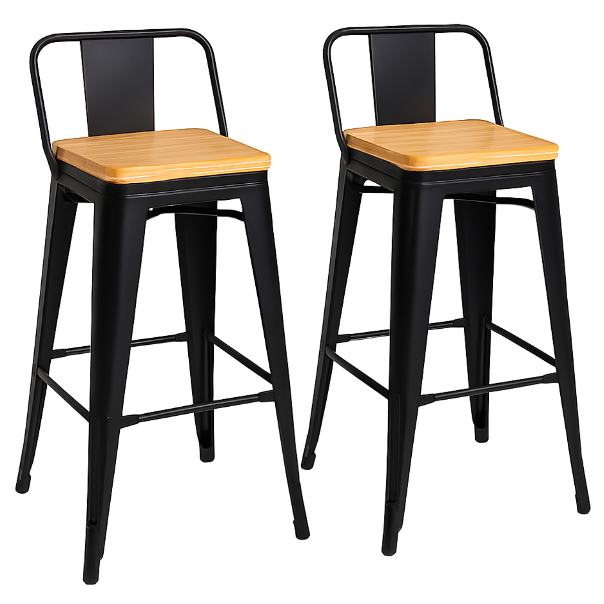 PACK 2 TABURETES TOLIX MADERA EN COLOR NEGRO 66CM - 1