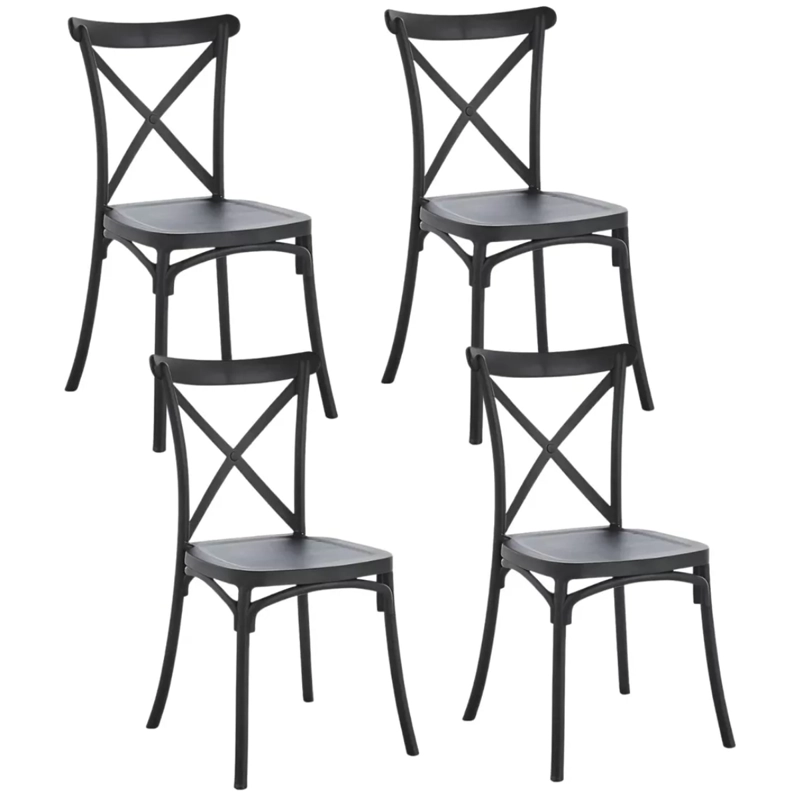 PACK 4 SILLAS CROSSBACK EN COLOR NEGRO APILABLE - 1