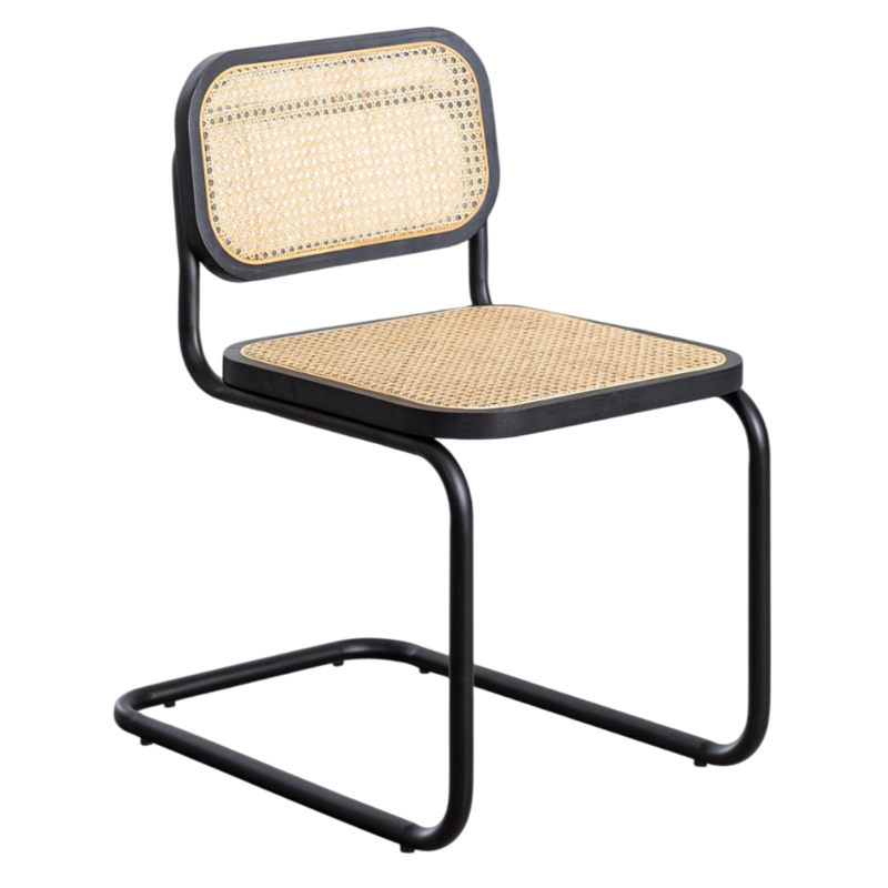 SILLA BREUER EN COLOR NEGRO MADERA Y RATÁN - 1