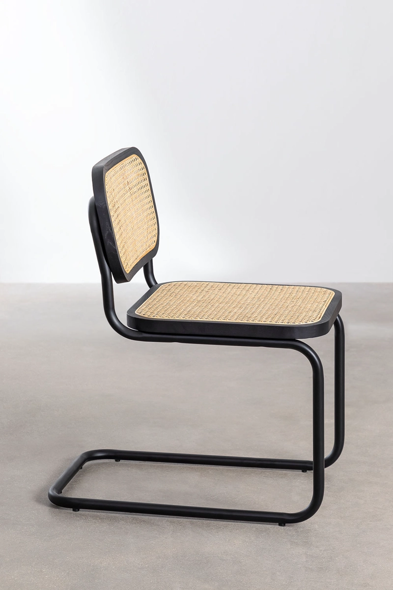 SILLA BREUER EN COLOR NEGRO MADERA Y RATÁN - 2