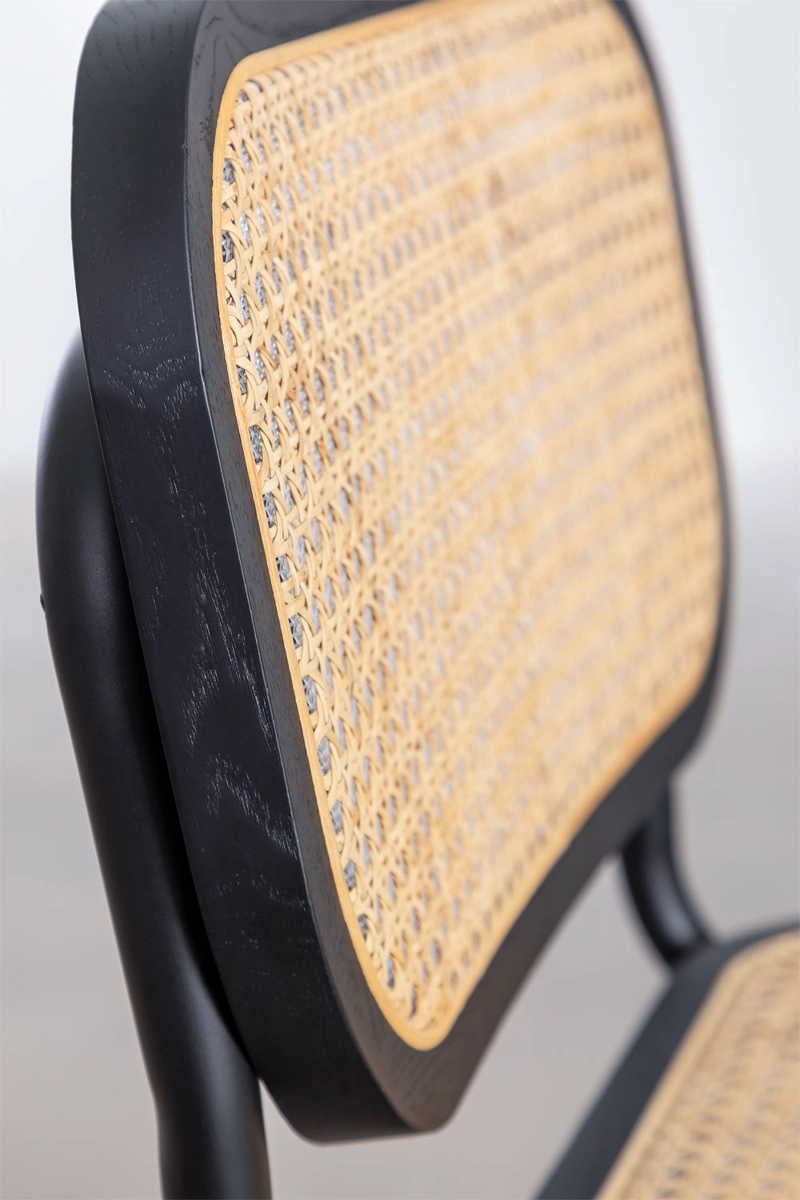 SILLA BREUER EN COLOR NEGRO MADERA Y RATÁN - 4