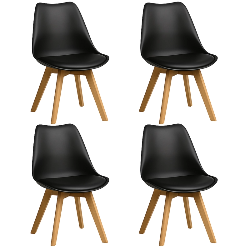 PACK 4 SILLAS EAMES ACOLCHADA EN COLOR NEGROS - 1