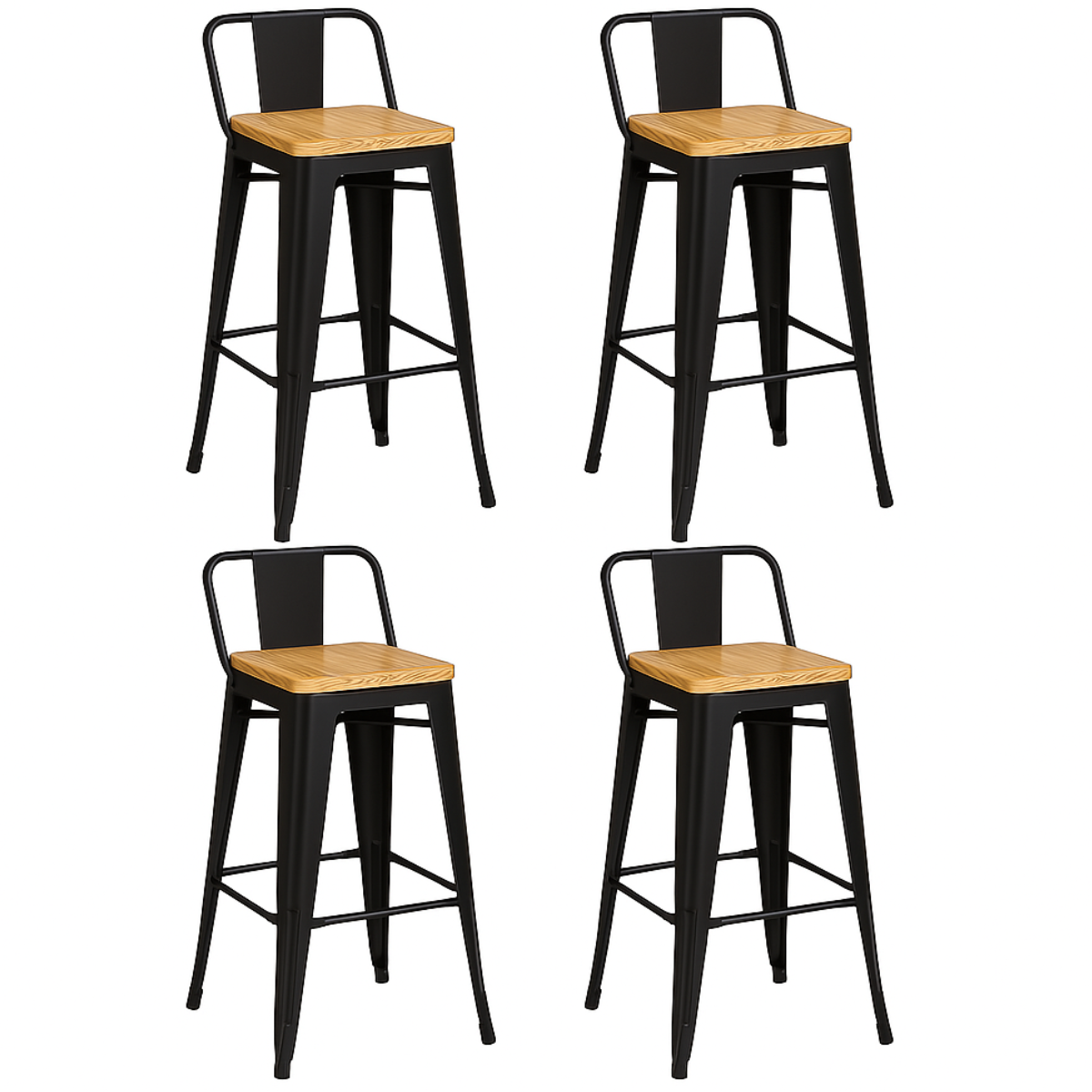 PACK 4 TABURETES TOLIX MADERA EN COLOR NEGRO 66CM - 1