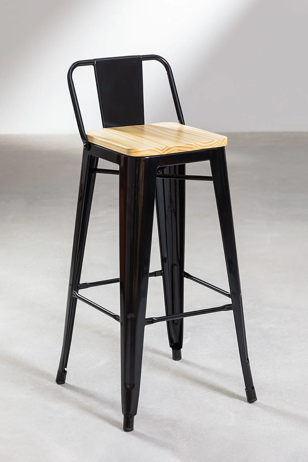PACK 4 TABURETES TOLIX MADERA EN COLOR NEGRO 66CM - 2