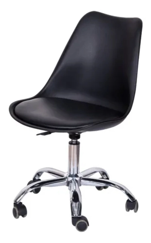 PACK 2 SILLAS DE ESCRITORIO TULIP EAMES ACOLCHADA GIRATORIA EN COLOR NEGRO - 2