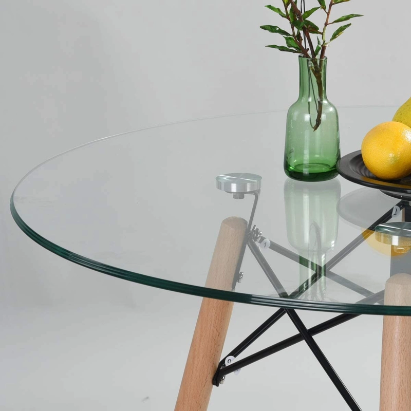 COMEDOR MESA EAMES REDONDA DE VIDRIO 80CM Y 4 SILLAS TULIP EN COLOR NEGROS - 4