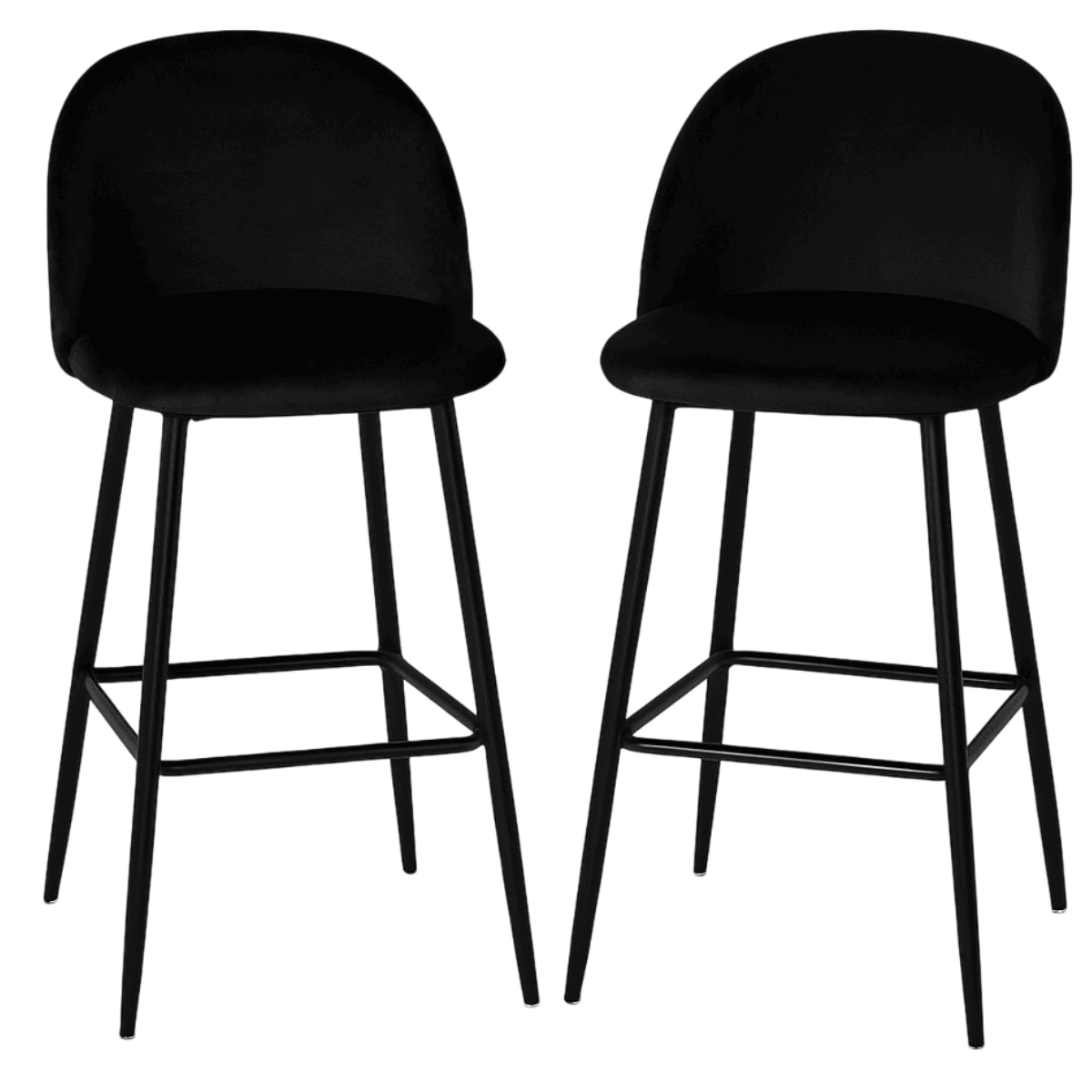 PACK 2 PISOS DE BAR TABURETE VELVET 66CM TERCIOPELO EN COLOR NEGRO - 1