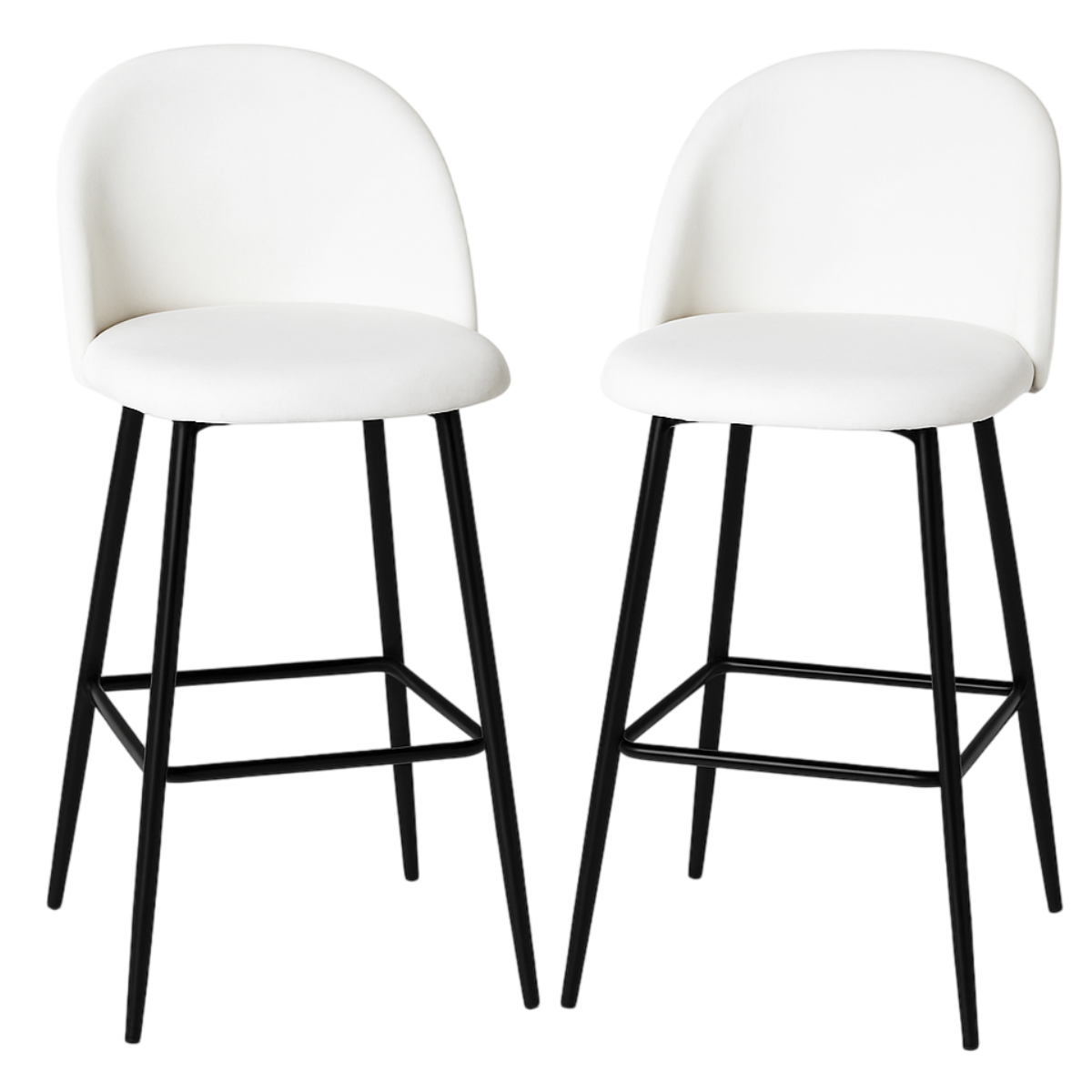 PACK 2 PISOS DE BAR TABURETE VELVET 66CM TERCIOPELO EN COLOR BLANCOS - 1