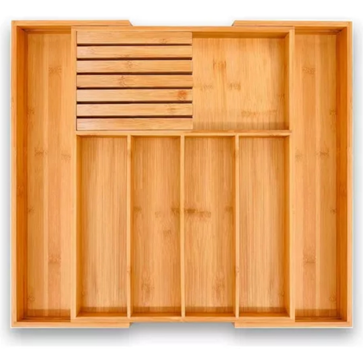 ORGANIZADOR DE CUBIERTOS BAMBÚ AJUSTABLE 7 COMPARTIMIENTOS - 1