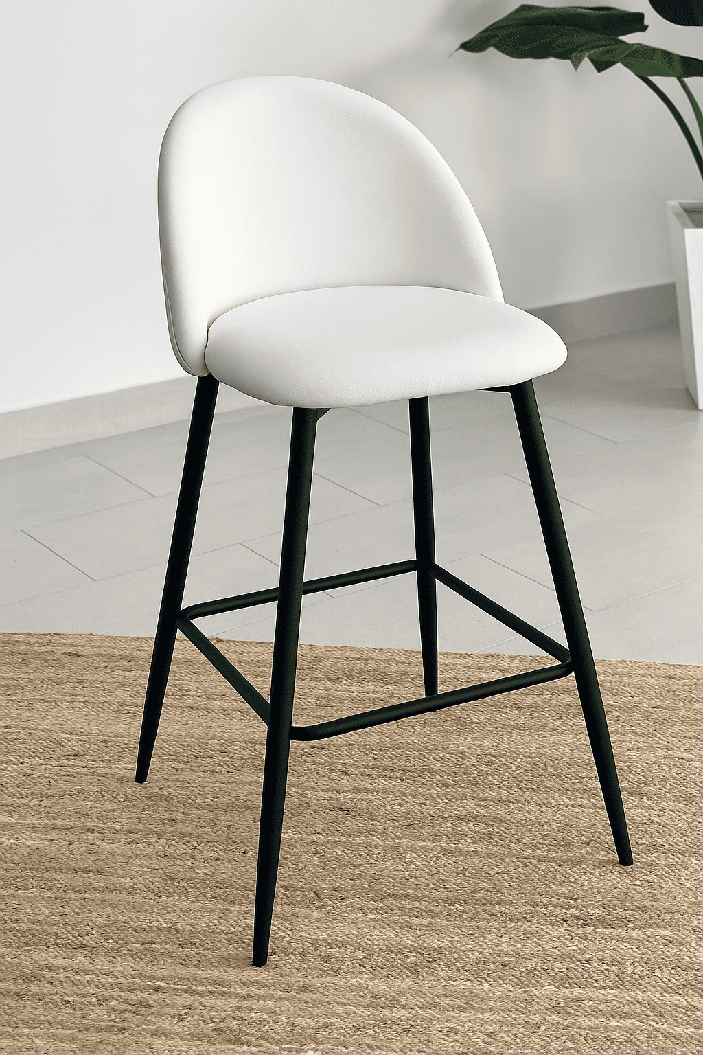 PISO DE BAR TABURETE VELVET 66CM TERCIOPELO EN COLOR BLANCO - 2