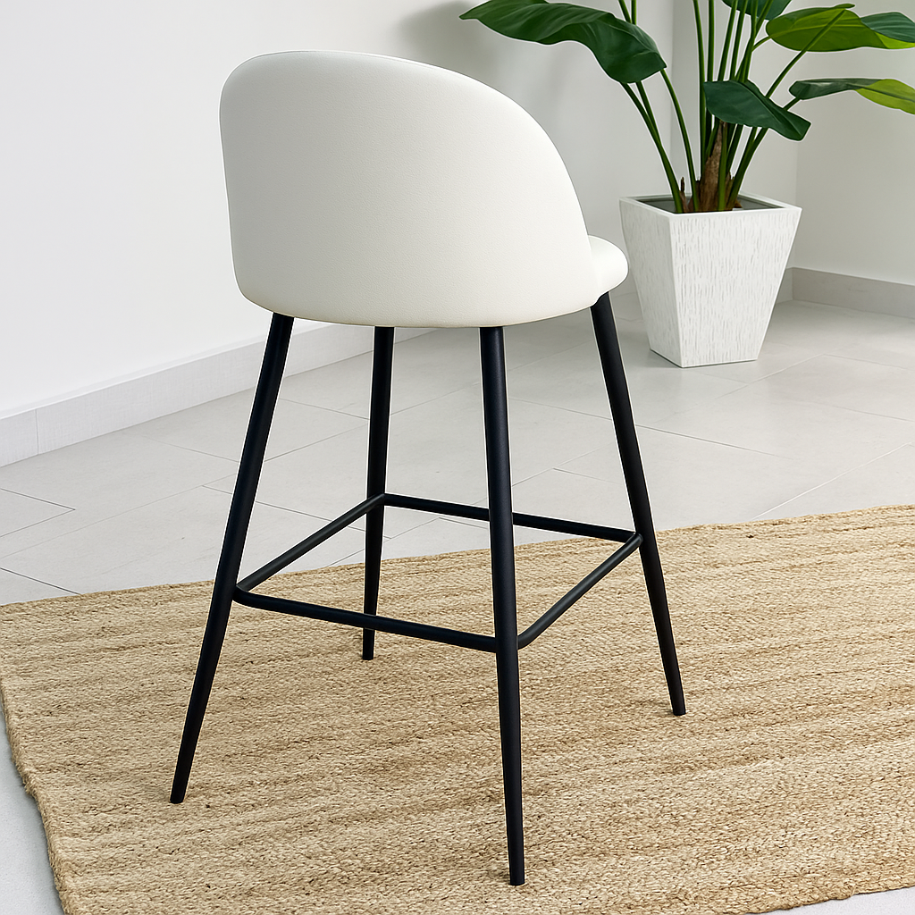 PISO DE BAR TABURETE VELVET 66CM TERCIOPELO EN COLOR BLANCO - 3