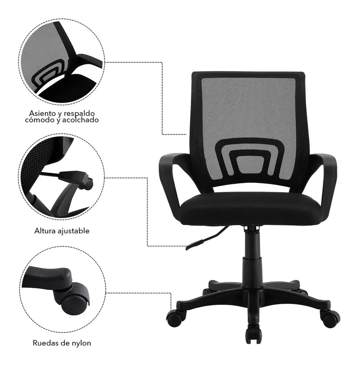 SILLA OFICINA ESCRITORIO DE POLIPROPILENO MODERNA - 5