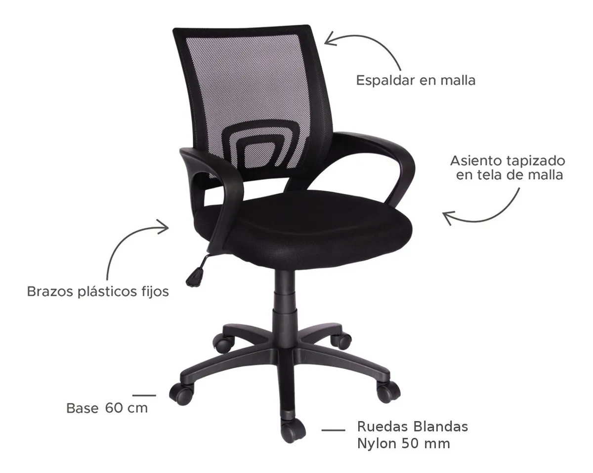 SILLA OFICINA ESCRITORIO DE POLIPROPILENO MODERNA - 6