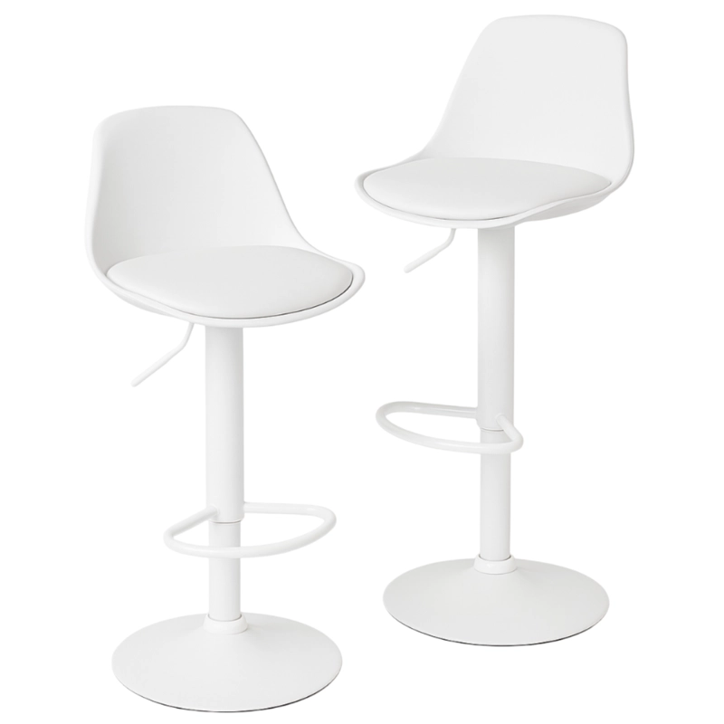 PACK 2 TABURETES EAMES BASE EN COLOR BLANCO PARA COCINA O BAR EN COLOR BLANCO - 1