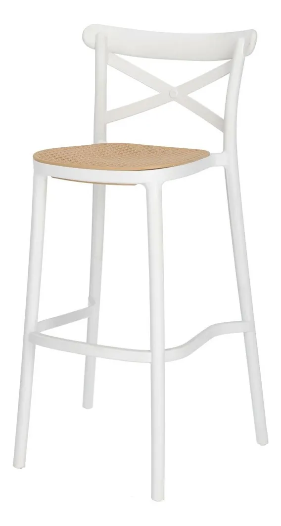 PACK 4 TABURETES CROSSBACK DANUBIO PISO DE BAR O TERRAZA 66CM EN COLOR BLANCOS - 2