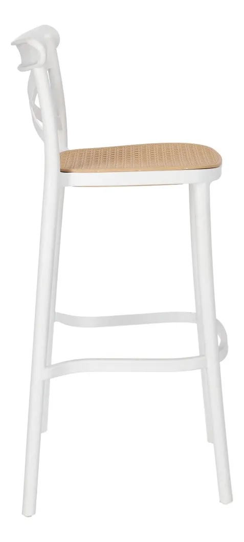 PACK 4 TABURETES CROSSBACK DANUBIO PISO DE BAR O TERRAZA 66CM EN COLOR BLANCOS - 5