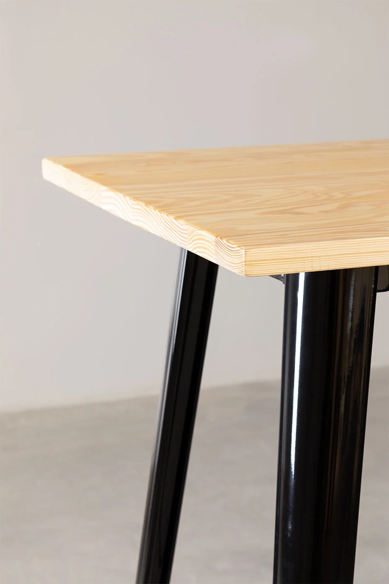 MESA DE BAR TOLIX EN COLOR NEGRO CON CUBIERTA DE MADERA 60X60X105 - 3