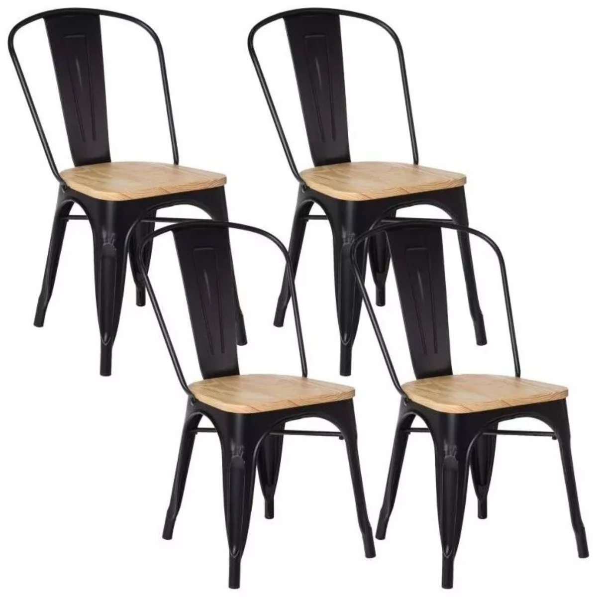 PACK 4 SILLAS TOLIX CON ASIENTO DE MADERA - 1