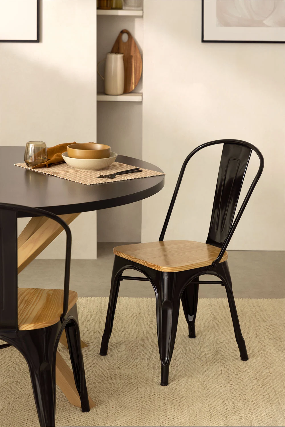 PACK 4 SILLAS TOLIX CON ASIENTO DE MADERA - 6