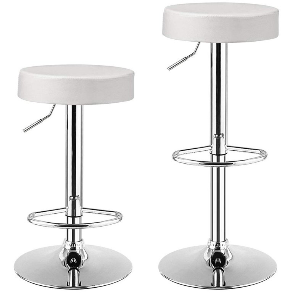 PACK 2 TABURETES PISO BAR ALTURA REGULABLE EN COLOR BLANCOS - 1