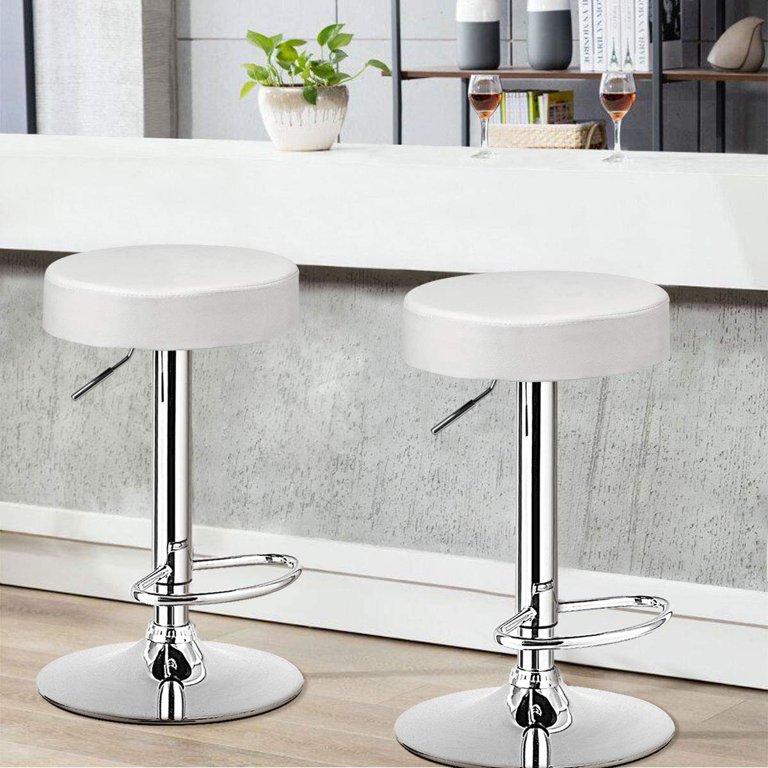 PACK 2 TABURETES PISO BAR ALTURA REGULABLE EN COLOR BLANCOS - 4