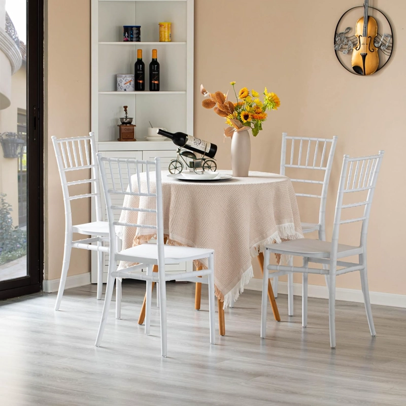 SILLA CHIAVARI APILABLE PARA COMEDOR TERRAZA EVENTOS EN COLOR BLANCO - 7