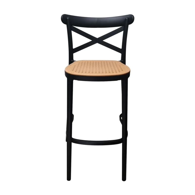 TABURETE CROSSBACK DANUBIO PISO DE BAR O TERRAZA 66CM EN COLOR NEGRO - 2