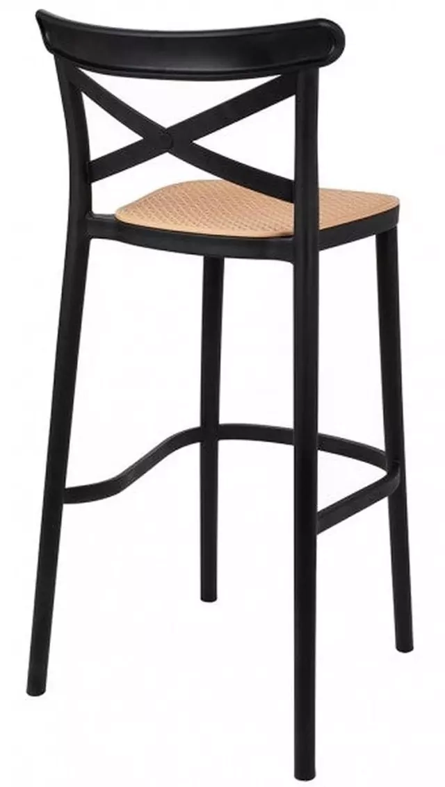 TABURETE CROSSBACK DANUBIO PISO DE BAR O TERRAZA 66CM EN COLOR NEGRO - 4