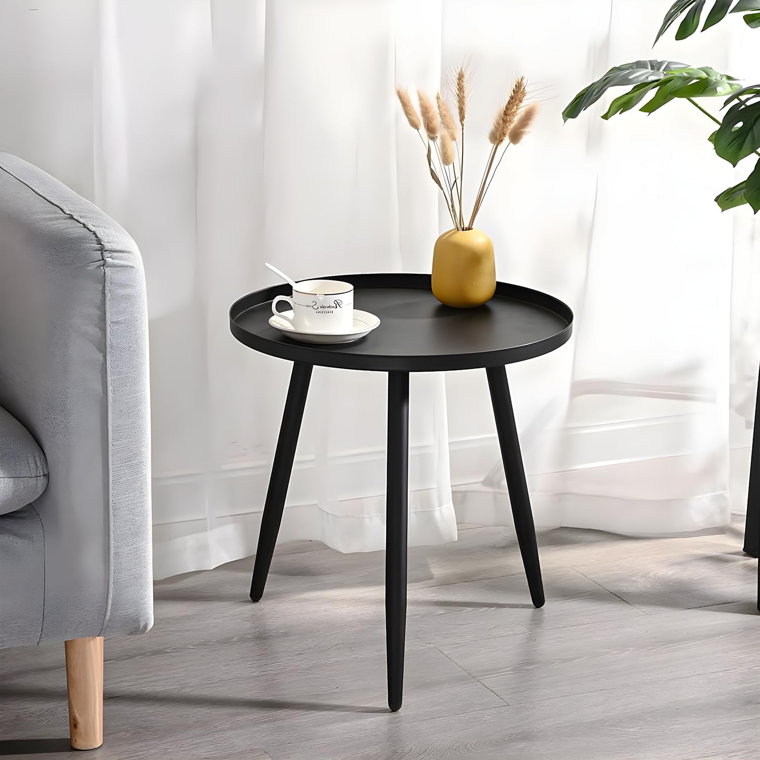 MESA LATERAL AUXILIAR CENTRO METALICA REDONDA 42X42X45CM EN COLOR NEGRO - 3