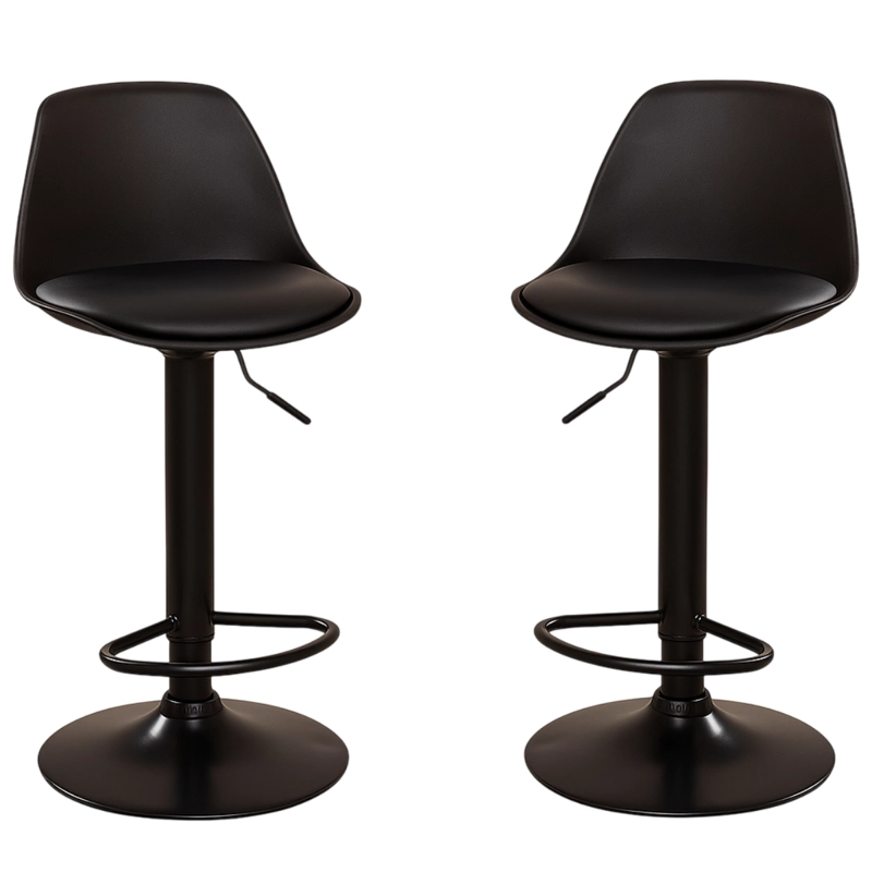 PACK 2 TABURETES EAMES BASE EN COLOR NEGRO PARA COCINA O BAR EN COLOR NEGRO - 1