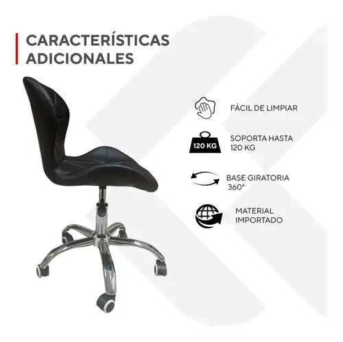 SILLA DE ESCRITORIO MARIPOSA RADAR GIRATORIA ACOLCHADA EN COLOR NEGRO - 6
