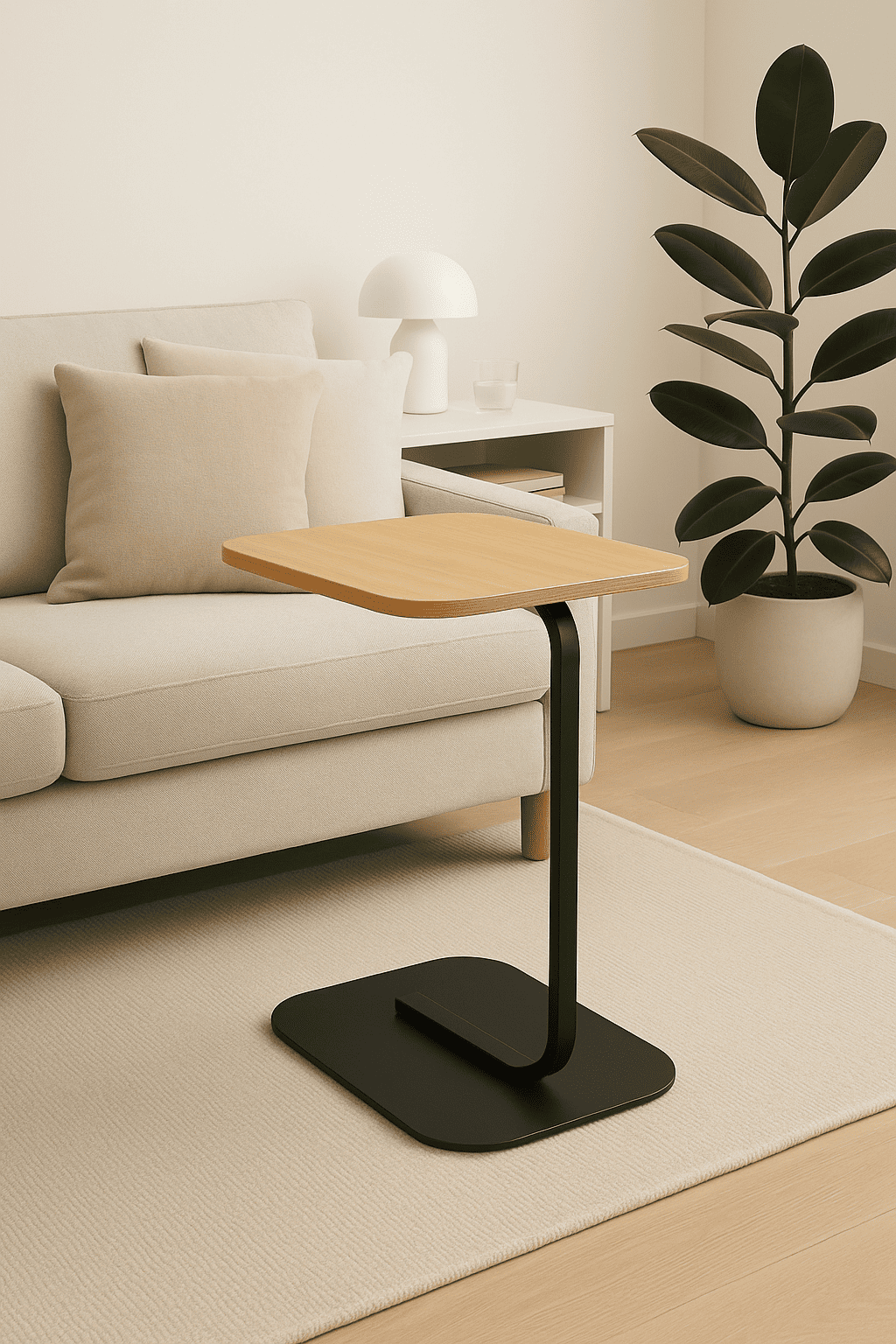 MESA LATERAL AUXILIAR MINIMALISTA WOOD NEGRA - 5