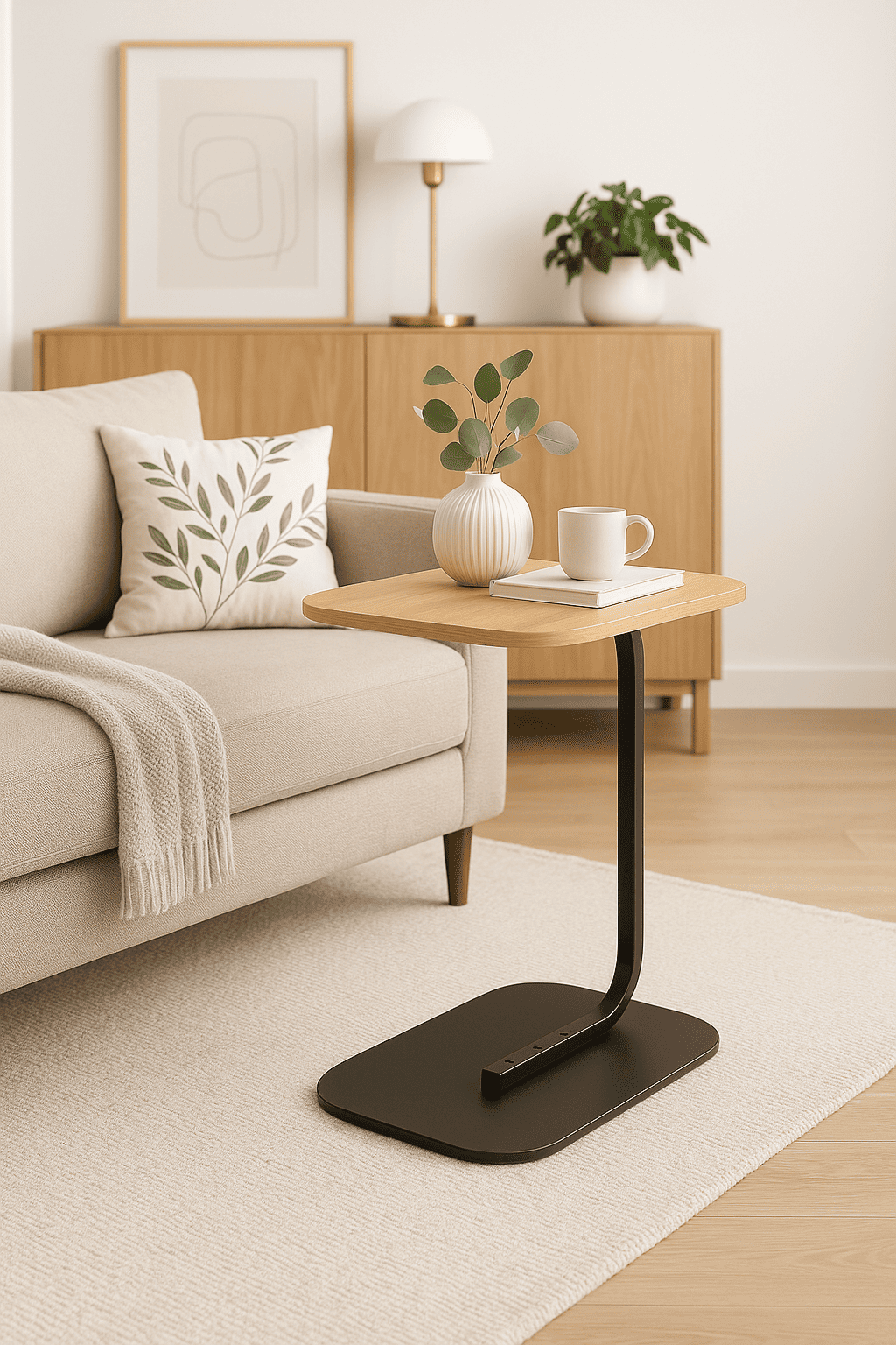 MESA LATERAL AUXILIAR MINIMALISTA WOOD NEGRA - 6