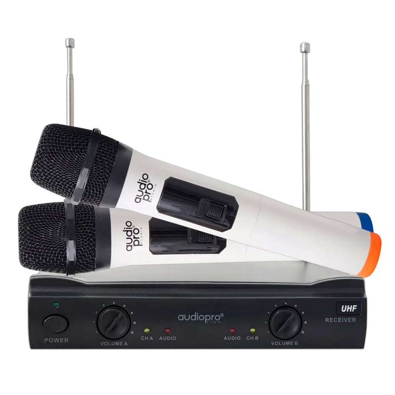KIT DE 2 MICROFONOS INALAMBRICOS KARAOKE AUDIOPRO - 1