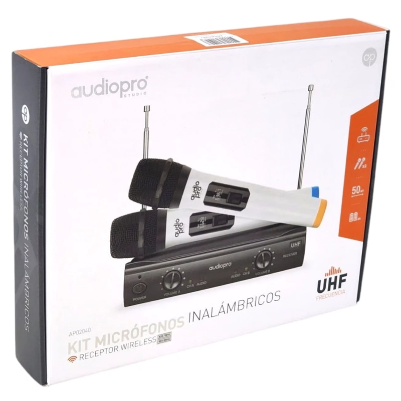 KIT DE 2 MICROFONOS INALAMBRICOS KARAOKE AUDIOPRO - 5