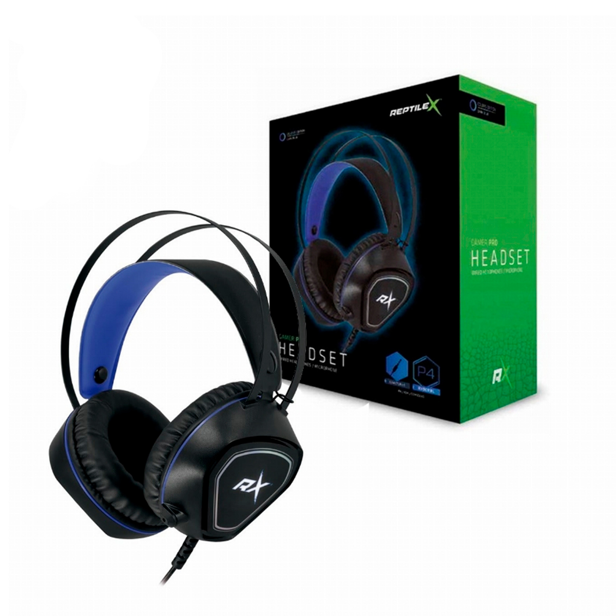 AUDÍFONOS GAMER REPTILEX HEADSET PLUS PS4 XBOX NINTENDO SWITCH AZUL - 2